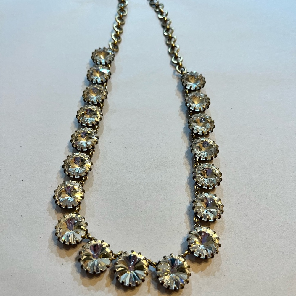 Jcrew Vintage Champagne Rhinestone Necklace in antique brass